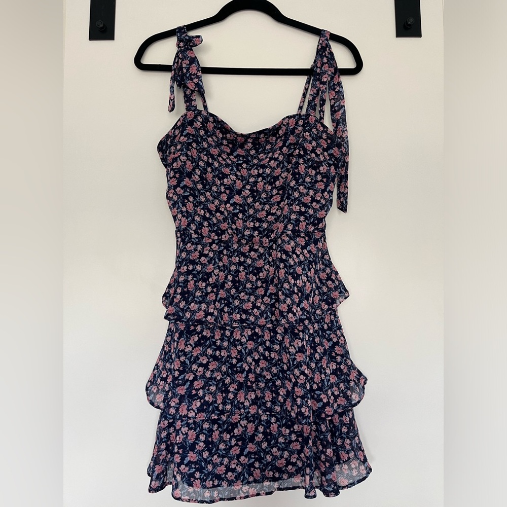 Altar’d State Floral Mini Dress Tie Shoulders Sz L